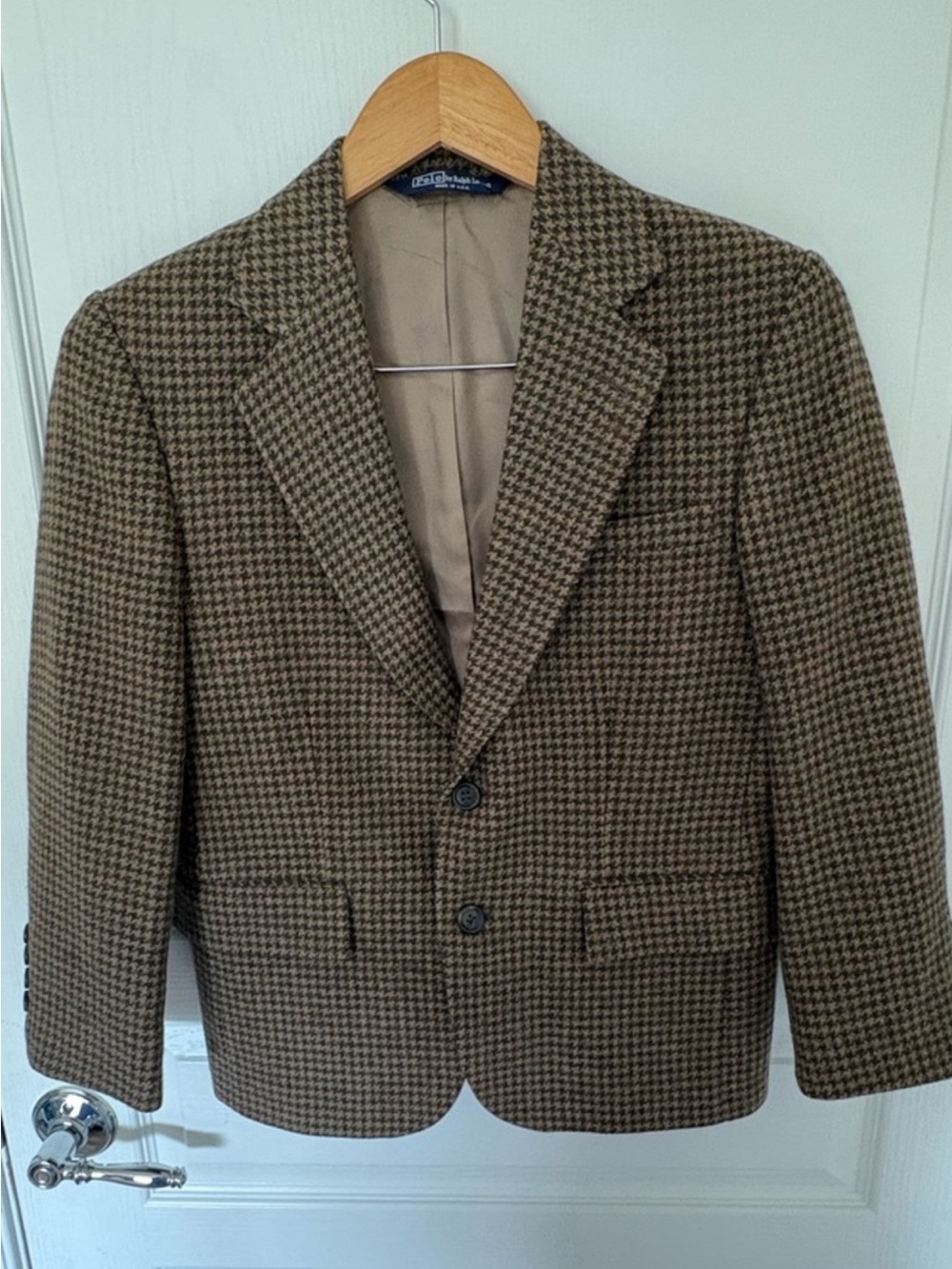 Vintage Polo by Ralph Lauren Brown Houndstooth Women's Blazer-vintage